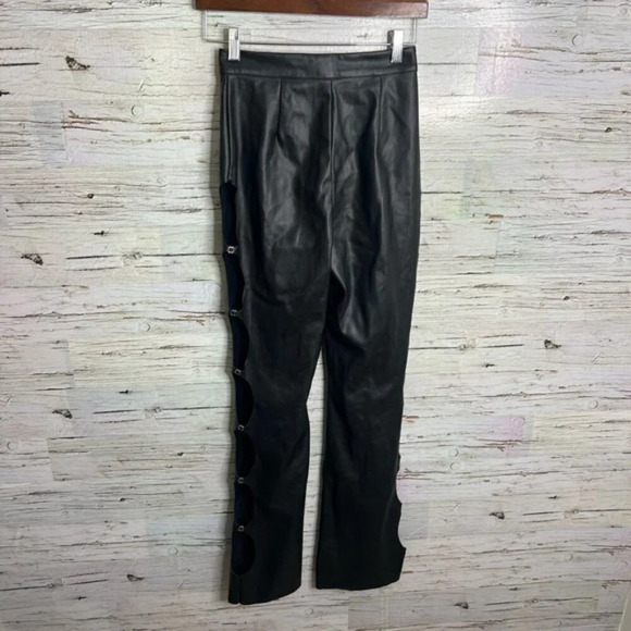 Meshki black side cut out faux leather pants size xs - Picture 9 of 9